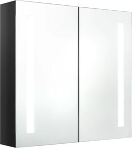 vidaXL Szafka łazienkowa z lustrem i LED, czerń z połyskiem 62x14x60cm 2