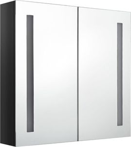 vidaXL Szafka łazienkowa z lustrem i LED, czerń z połyskiem 62x14x60cm 3