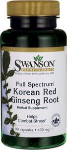Swanson Swanson - Full Spectrum Korean Red Ginseng (Żeń-Szeń), 400mg, 90 kapsułek 1