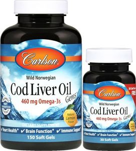 Carlson Labs Carlson Labs - Wild Norwegian Cod Liver Oil, 460mg, 150 + 30 kapsułek miękkich 1