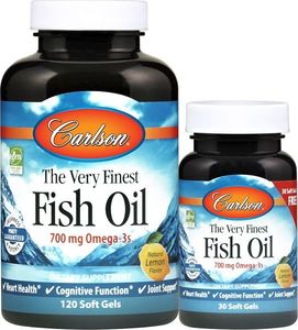 Carlson Labs Carlson Labs - Olej Rybny, Pomarańcza, 700mg, 120 + 30 kapsułek miękkich 1