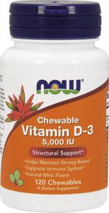 NOW Foods NOW Foods - Witamina D-3, 5000 IU, 120 tabletek do ssania 1