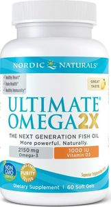 Nordic naturals Nordic Naturals - Ultimate Omega 2X z Witaminą D3, 2150mg, Smak Cytrynowy, 60 kapsułek miękkich 1