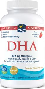 Nordic naturals Nordic Naturals - DHA, 830mg, Smak Truskawkowy, 180 kapsułek miękkich 1