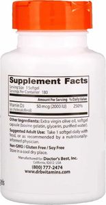 DOCTORS BEST Doctor's Best - Witamina D-3, 2000 IU, 180 kapsułek miękkich 2