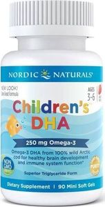 Nordic naturals Nordic Naturals - Children's DHA, 250mg, Smak Truskawkowy, 90 kapsułek miękkich 1