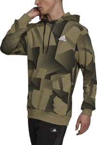 Adidas Bluza z kapturem męska adidas Performance Three Bar zielona H18410 M 1