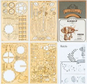 Robotime Technology ROBOTIME Drewniany Model Puzzle 3D Sterowiec Steampunk 5