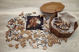 EcoWoodArt EWA Drewniane Puzzle 3D Klocki Układanka Lew 7