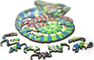 EcoWoodArt EWA Drewniane Puzzle 3D Klocki Układanka Kameleon 3