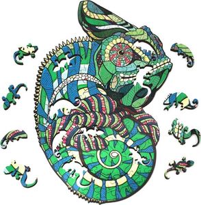 EcoWoodArt EWA Drewniane Puzzle 3D Klocki Układanka Kameleon 4