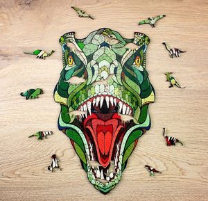 EcoWoodArt EWA Drewniane Puzzle 3D Klocki Układanka T-Rex 2