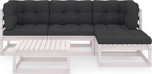 vidaXL 5-cz. zestaw wypoczynkowy do ogrodu, z poduszkami, lita sosna 2