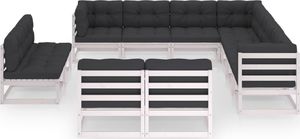 vidaXL 11-cz. zestaw wypoczynkowy do ogrodu, z poduszkami, biały 2