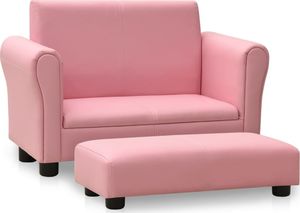 vidaXL Sofa dla dziecka, z podnóżkiem, różowa, obita sztuczną skórą 1