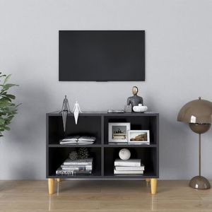 vidaXL Szafka pod TV z drewnianymi nóżkami, szara, 69,5x30x50 cm 1