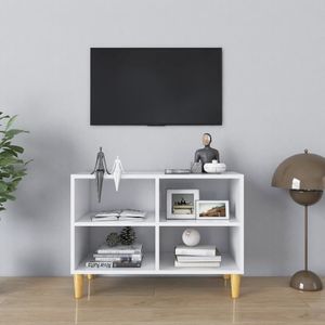 vidaXL Szafka pod TV z drewnianymi nóżkami, biała, 69,5x30x50 cm 1