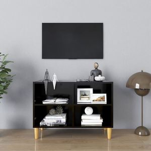 vidaXL Szafka pod TV z drewnianymi nóżkami, czarna, 69,5x30x50 cm 1