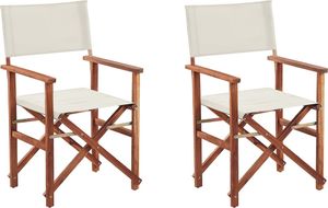 Shumee Zestaw 2 krzeseł ogrodowych akacjowych ciemne drewno z białym CINE 1