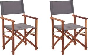 Shumee Zestaw 2 krzeseł ogrodowych akacjowych ciemne drewno z szarym CINE 1
