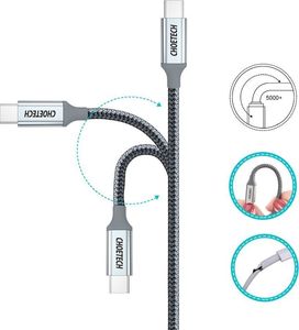 Kabel USB Choetech USB-C - USB-C 1.8 m Srebrny (6971824973099) 8