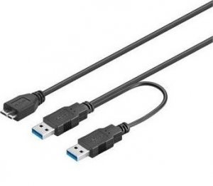 Kabel USB PremiumCord 2x USB-A - micro-B 0.3 m Czarny (ku3y01) 1
