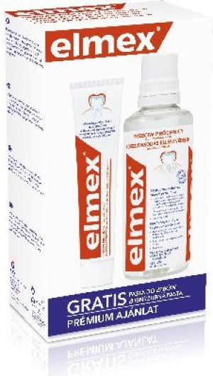 Elmex  Zestaw w kasecie Przeciw Próchnicy (płyn do płukania ust 400 ml + pasta do zębów 75 ml) 1