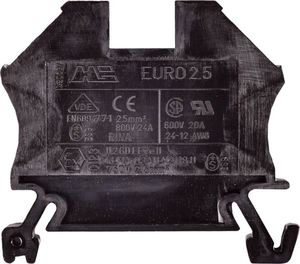 Shumee Złączka szynowa 2-przewodowa 2,5mm2 czarna EURO 43408BK 1