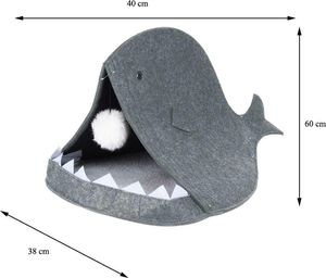 Pets Collection Domek dla kota w kształcie ryby szary 4