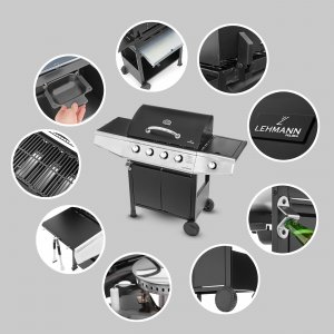 Lehmann Ohio Grill ogrodowy gazowy 9.3 kW 33.5 cm x 61 cm 8