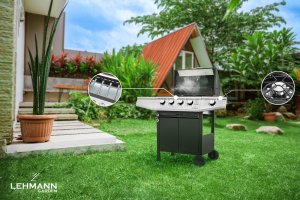 Lehmann Ohio Grill ogrodowy gazowy 9.3 kW 33.5 cm x 61 cm 9