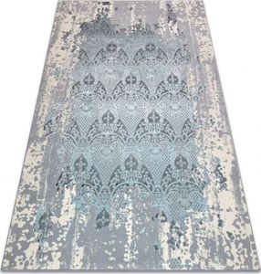 Dywany Łuszczów Dywan CORE W3824 Ornament Vintage - Strukturalny, dwa poziomy runa, jasnoniebieski / krem / szary, 80x150 cm 1