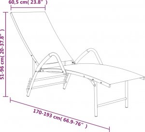vidaXL Leżak z tworzywa textilene i aluminium, czarny 5