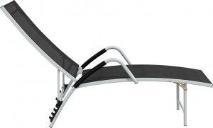 vidaXL Leżak z tworzywa textilene i aluminium, czarny 3