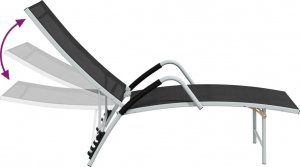 vidaXL Leżak z tworzywa textilene i aluminium, czarny 4