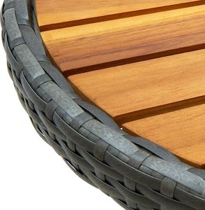 vidaXL Stolik herbaciany szary rattan PE i drewno akacjowe 6