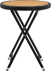 vidaXL Stolik herbaciany, czarny, 60 cm, rattan PE i drewno akacjowe 2