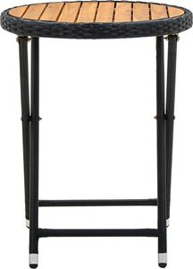 vidaXL Stolik herbaciany, czarny, 60 cm, rattan PE i drewno akacjowe 3