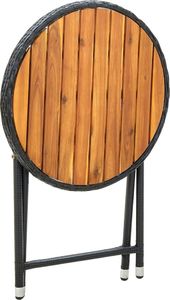 vidaXL Stolik herbaciany, czarny, 60 cm, rattan PE i drewno akacjowe 4
