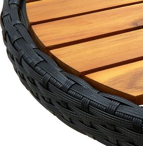vidaXL Stolik herbaciany, czarny, 60 cm, rattan PE i drewno akacjowe 6