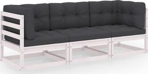 vidaXL 3-osobowa sofa ogrodowa z poduszkami, lite drewno sosnowe 1