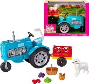 Lalka Barbie Mattel Barbie zestaw Farma Traktor z przyczepką, lalka Barbie z kurnikiem i Ken ze świnką 2