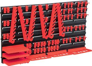 vidaXL 71-częściowy organizer na panelach ściennych, czerwono-czarny 1