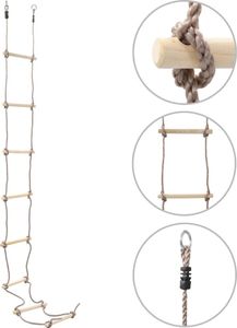 vidaXL Drabinka sznurowa dla dzieci, 290 cm, drewniana 1