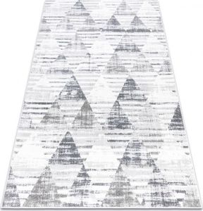 Dywany Łuszczów Dywan POLI 9051A Geometryczny, Trójkąty biały / szary, 140x190 cm 1