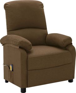 vidaXL Rozkładany fotel masujący, brązowy, obity tkaniną 1