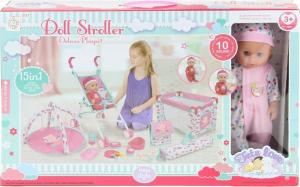 NoboKids Lalka Bobas z Wózkiem 15w1 Mata Łóżko Nocnik 10