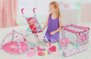 NoboKids Lalka Bobas z Wózkiem 15w1 Mata Łóżko Nocnik 12