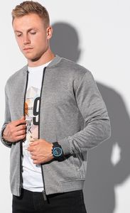 Ombre Bluza męska rozpinana z dzianiny strukturalnej B1214 - czarna M 1