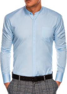 Ombre Koszula męska elegancka z długim rękawem K586 - błękitna S 1